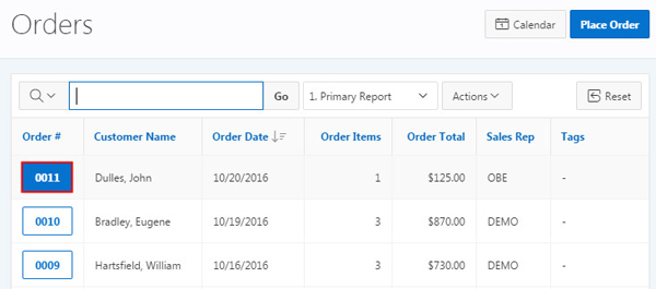 Orders page with Order # column and Place Order button enabled