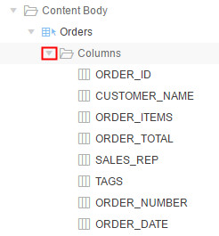Expanded Orders and Columns node in the Orders page