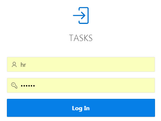 Tasks Application: Log In page
