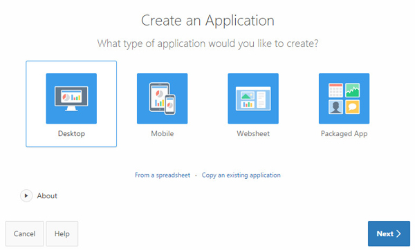 Choosing Desktop application.