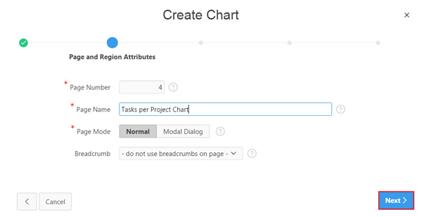 Create Chart: Page and Region Attributes