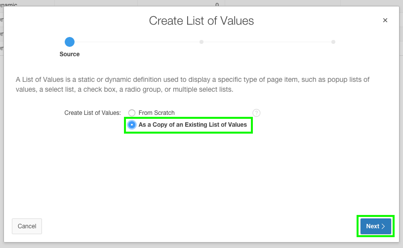 Create List of Values