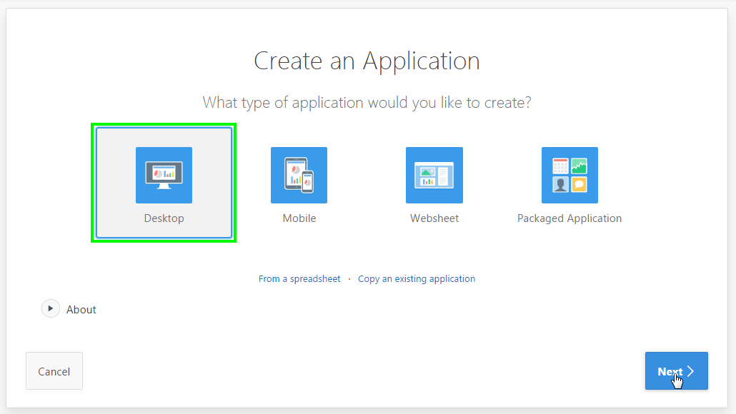 Select Desktop application