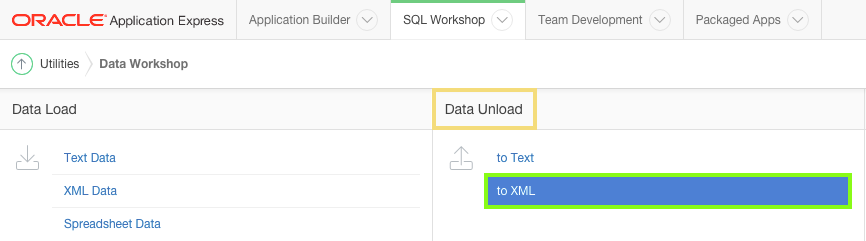 Go to XML Unload