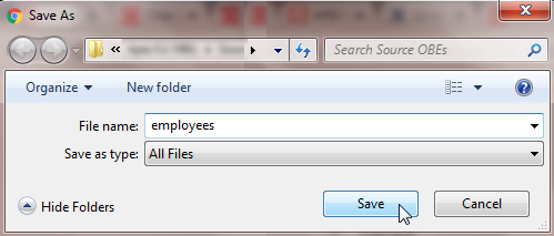Saving the file