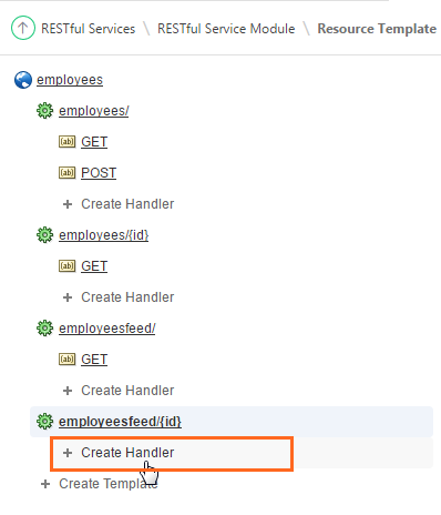 Clicking Create Handler