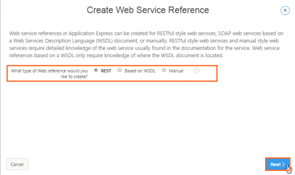 Selecting REST for the type of web reference