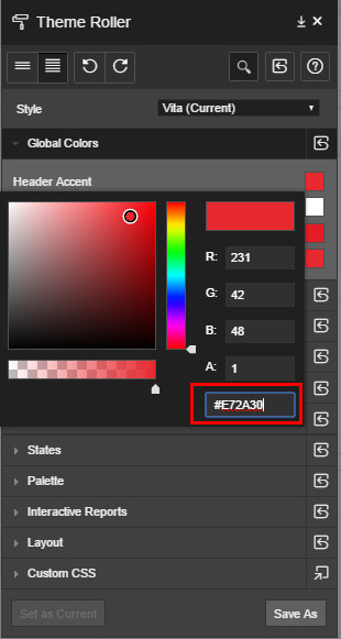 Updating the Header Accent color 