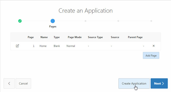clicking Create Application