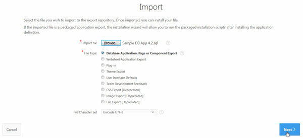 Import page
