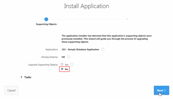 Install Application page