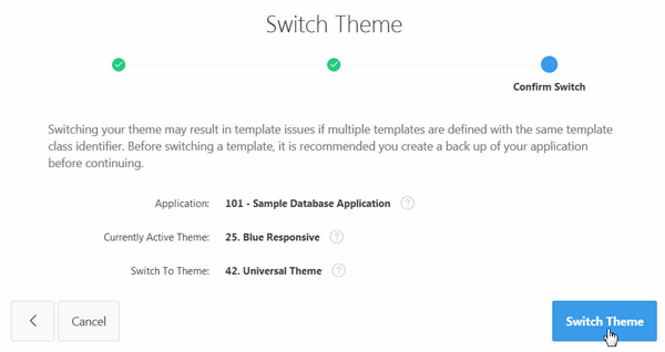 Switch Theme page - Step 3