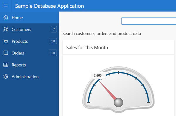 Sample Database Application home page