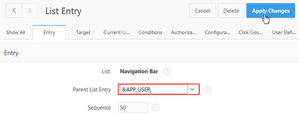 List Entry page for Navigation bar - Entry tab