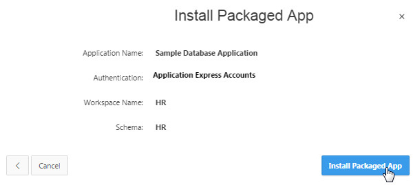 Install Packaged App window