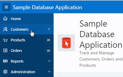 Sample database application page
